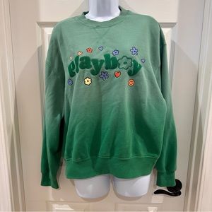 PacSun Playboy Gradient Green Floral Sweatshirt XS